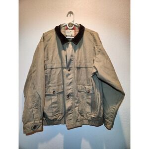 Vintage Eddie Bauer Cotton Field Jacket Khaki Corduroy Collar Mens L